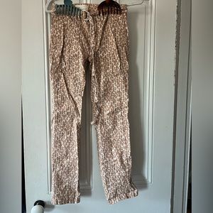 Anthropology neutral cheetah cargo pants